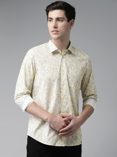 

Blackberrys Men Yellow & Grey Slim Fit Printed Casual Shirt