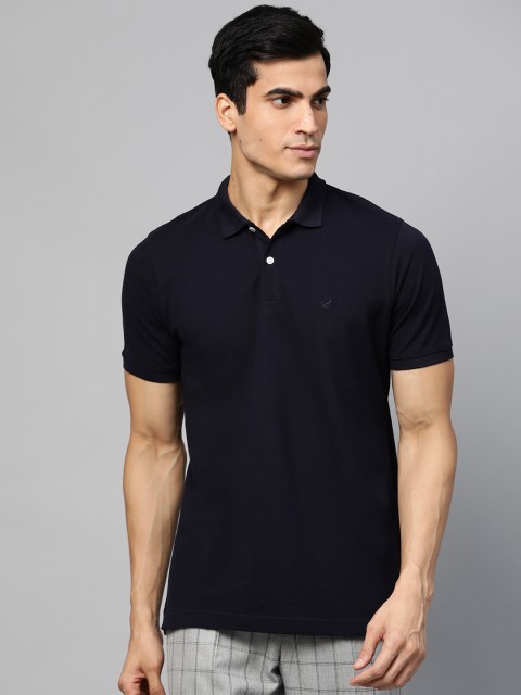 

Blackberrys Men Navy Blue Solid Polo Collar T-shirt