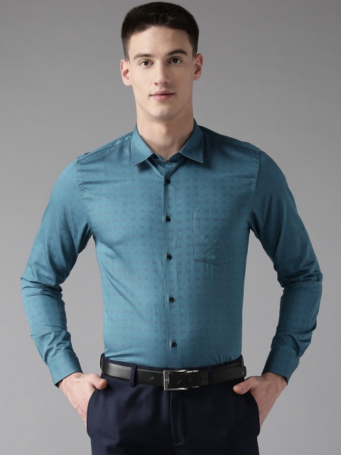 

Blackberrys Men Teal Blue Slim Fit Self Design Formal Shirt