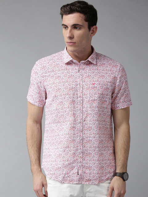 

Blackberrys Men Pink & Off-White Slim Fit Printed Casual Shirt