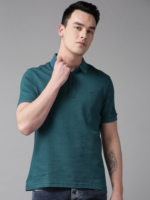 

Blackberrys Men Teal Green Solid Polo Collar T-shirt