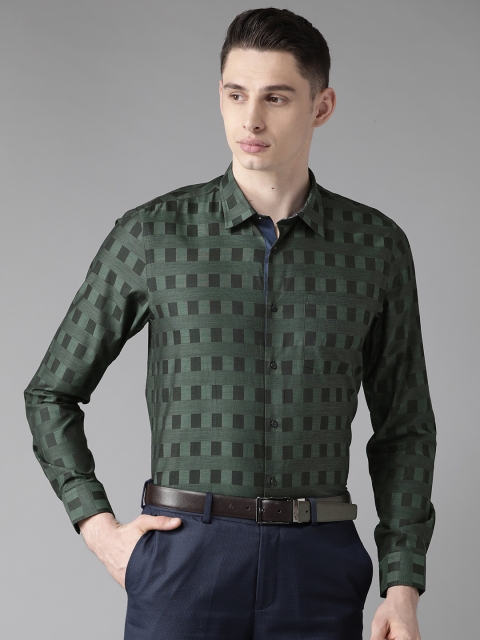 

Blackberrys Men Green & Black Slim Fit Self Design Smart Casual Shirt