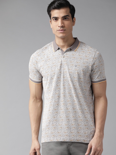 

Blackberrys Men Grey & Off-White Printed Polo Collar T-shirt