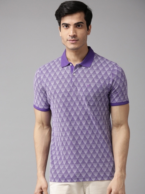

Blackberrys Men Purple Printed Polo Collar T-shirt
