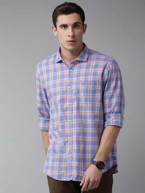 

Blackberrys Men Blue Slim Fit Checked Casual Shirt