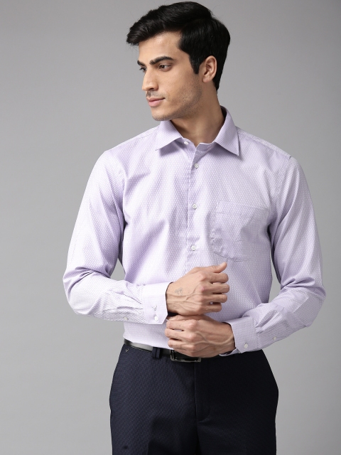 

Blackberrys Men Lavender & White Slim Fit Self Design Formal Shirt