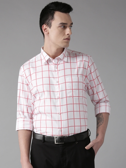 

Blackberrys Men White & Red Slim Fit Checked Giza Cotton Casual Shirt