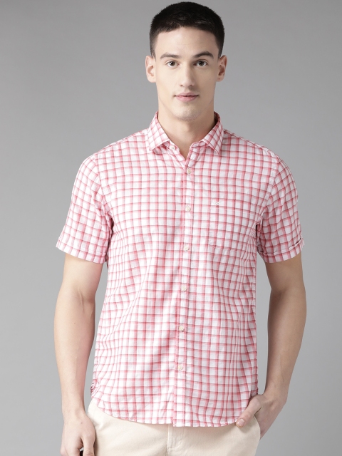 

Blackberrys Men Pink & White Slim Fit Checked Casual Shirt
