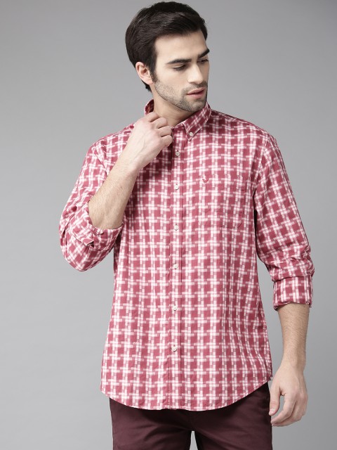 

Blackberrys Men Red & White Slim Fit Printed Casual Shirt