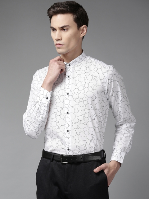 

Blackberrys Men White & Black Slim Fit Printed Formal Shirt