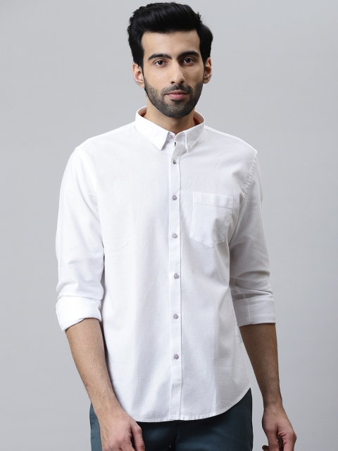 

Blackberrys Men White Slim Fit Textured Casual Shirt