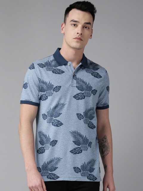 

Blackberrys Men Blue Printed Polo Collar T-shirt