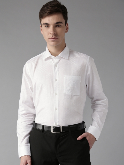 

Blackberrys Men White Slim Fit Self Checked Formal Shirt
