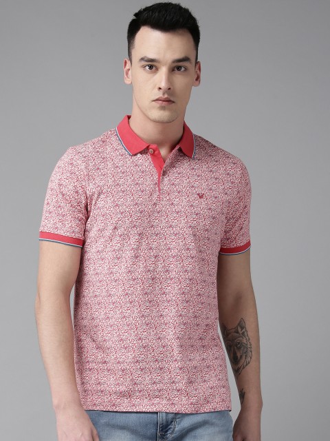 

Blackberrys Men Pink & Blue Printed Polo Collar T-shirt