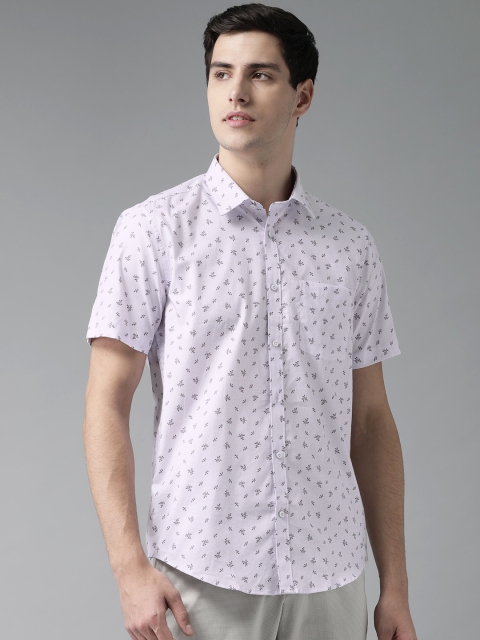

Blackberrys Men Lavender & Black Slim Fit Printed Casual Shirt