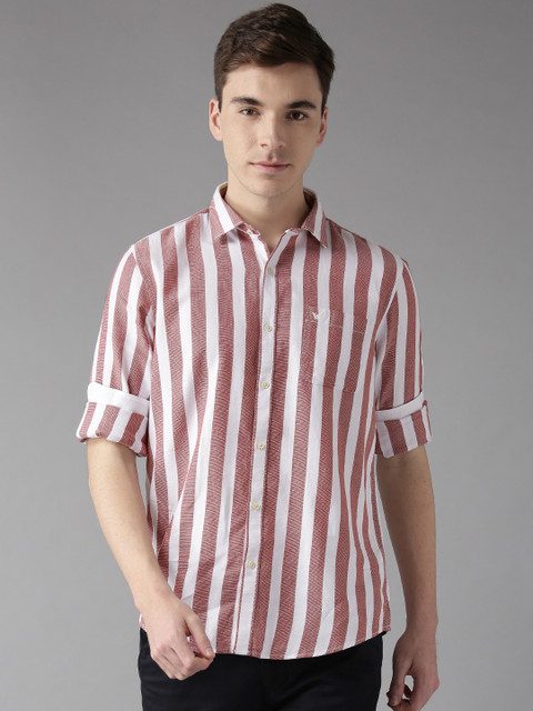 

Blackberrys Men Red & White Slim Fit Striped Casual Shirt
