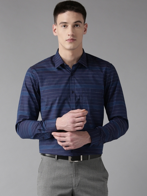 

Blackberrys Men Navy Blue Slim Fit Striped Formal Shirt