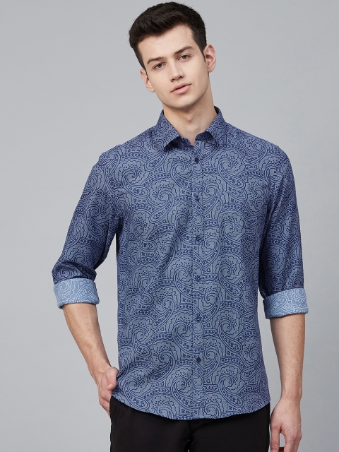 

Blackberrys Men Navy Blue Slim Fit Ethnic Printed Casual Shirt