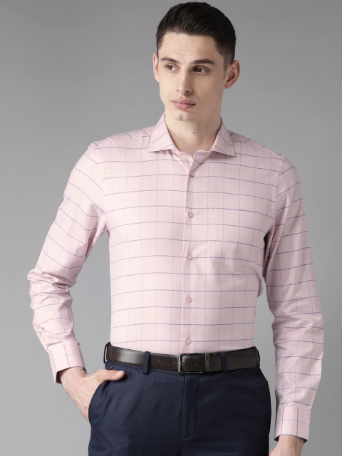 

Blackberrys Men Pink & Purple Slim Fit Checked Formal Shirt