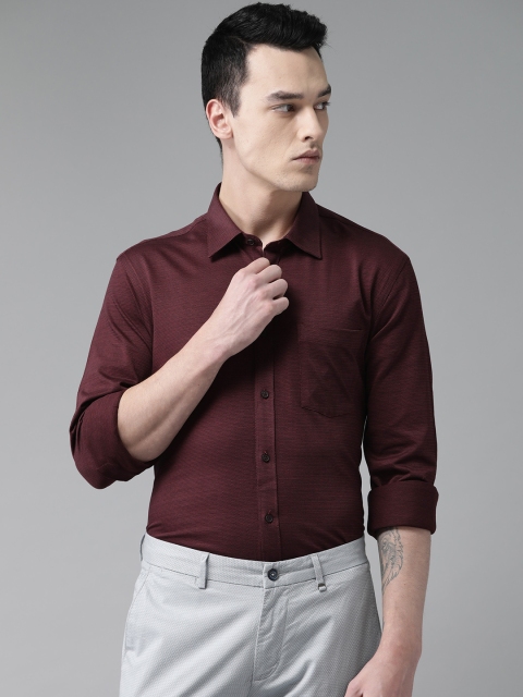 

Blackberrys Men Maroon & Black Slim Fit Self Design Smart Casual Shirt