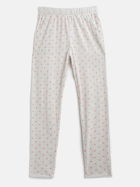 

Sweet Dreams Girls Grey Melange & Orange Printed Lounge Pants