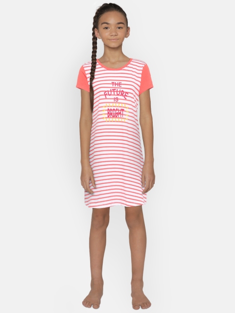 

Sweet Dreams Girls Coral & White Striped Nightdress
