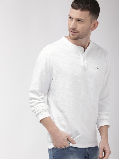 

Tommy Hilfiger Men White Solid Henley Neck T-shirt