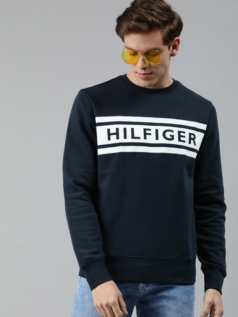 

Tommy Hilfiger Men Navy Blue & White Printed Sweatshirt