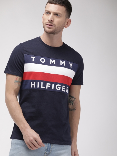 

Tommy Hilfiger Men Navy Blue Printed Round Neck T-shirt