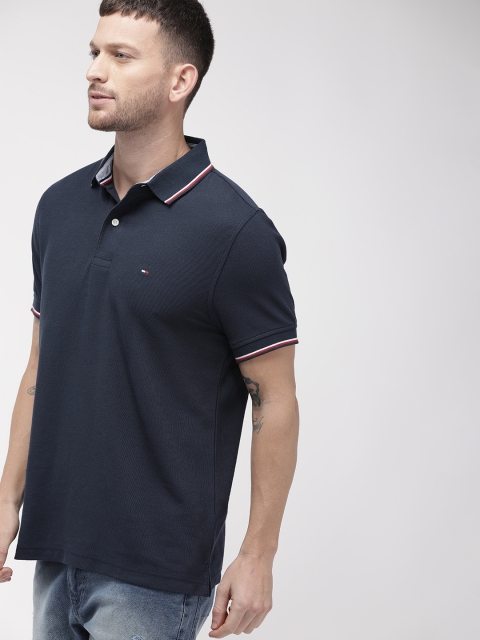 

Tommy Hilfiger Men Navy Blue Solid Polo Collar T-shirt