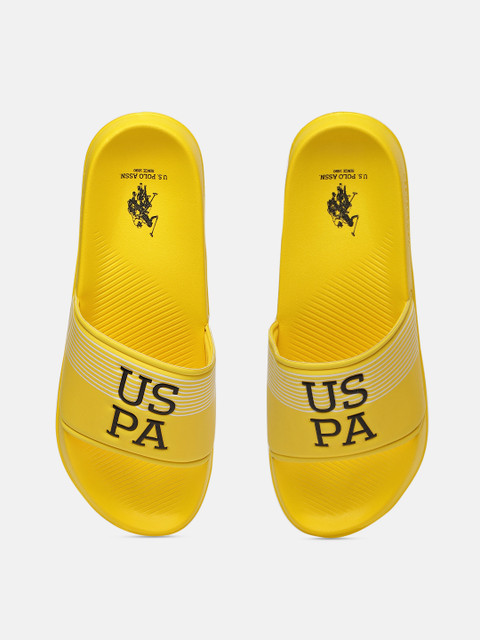 

U.S. Polo Assn. Men Yellow Printed Sliders