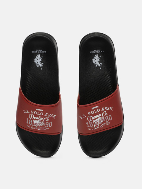 

U.S. Polo Assn. Men Red & Black Printed Sliders