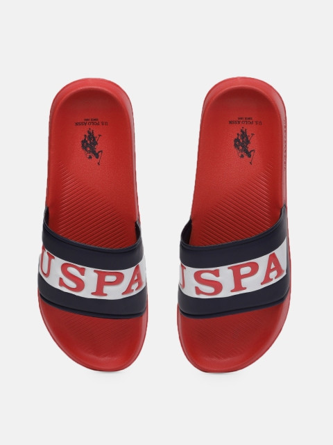 

U.S. Polo Assn. Men Navy Blue & Red Printed Sliders