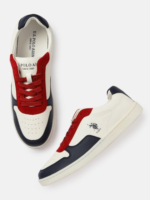 

U.S. Polo Assn. Men White & Navy Blue Junin Sneakers