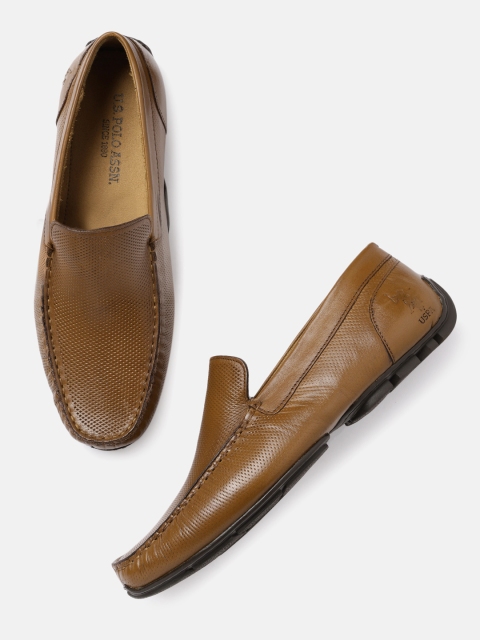 

U.S. Polo Assn. Men Tan Brown Leather Driving Shoes