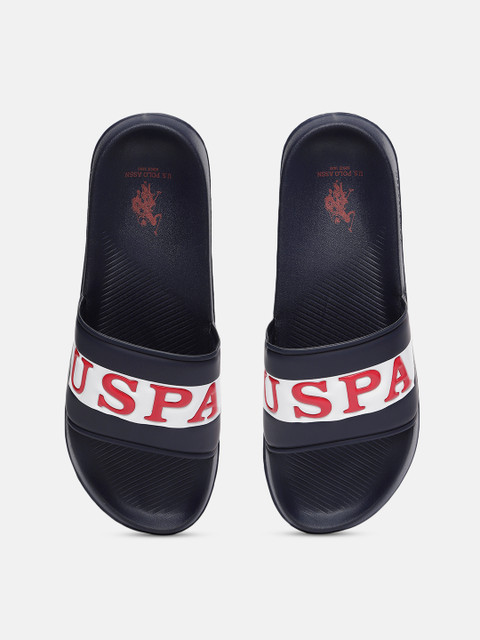 

U.S. Polo Assn. Men Navy Blue & Red Printed Sliders