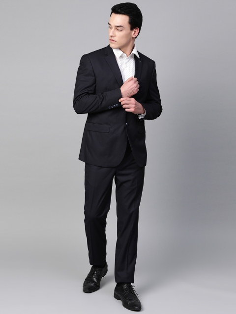 

Van Heusen Men Navy Blue Solid Single-Breasted Slim Fit Formal Suit