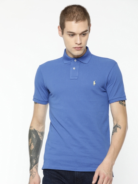 

Polo Ralph Lauren Men Blue Solid Polo Collar T-shirt
