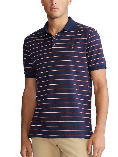 

Polo Ralph Lauren Men Navy Blue & Maroon Striped Slim Fit Interlock Polo Shirt