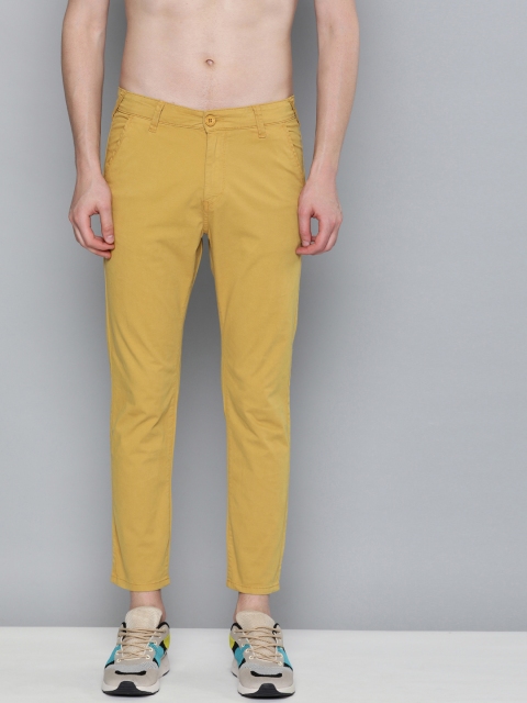 

HERE&NOW Men Khaki Slim Fit Solid Cropped Trousers