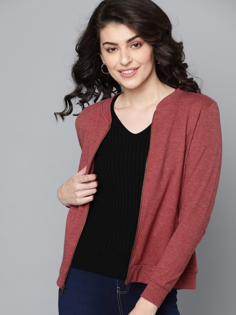 

HERE&NOW Women Red Solid Sweatshirt