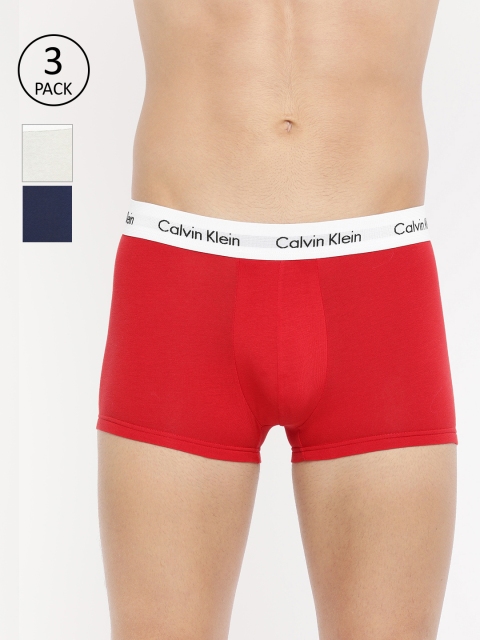

Calvin Klein Underwear Men Pack of 3 Solid Trunks U2664DI03, Multi
