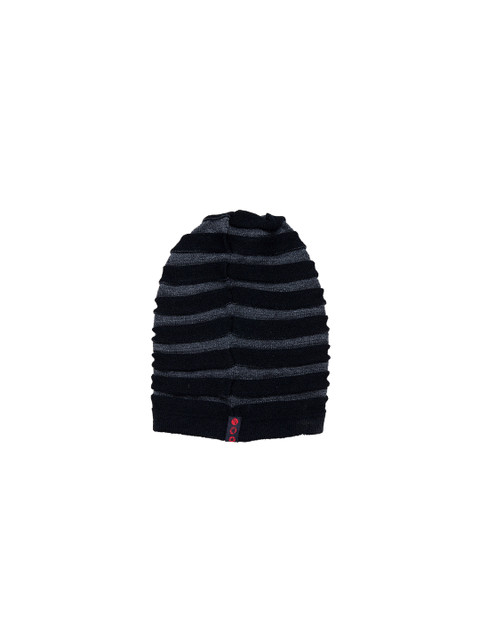 

PUNK Men Black & Grey Solid Beanie