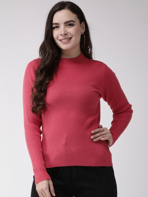 

Madame Women Pink Ribbed Pullover Sweater