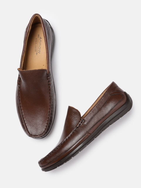 

Arrow Men Brown Solid SYKE Leather Loafers
