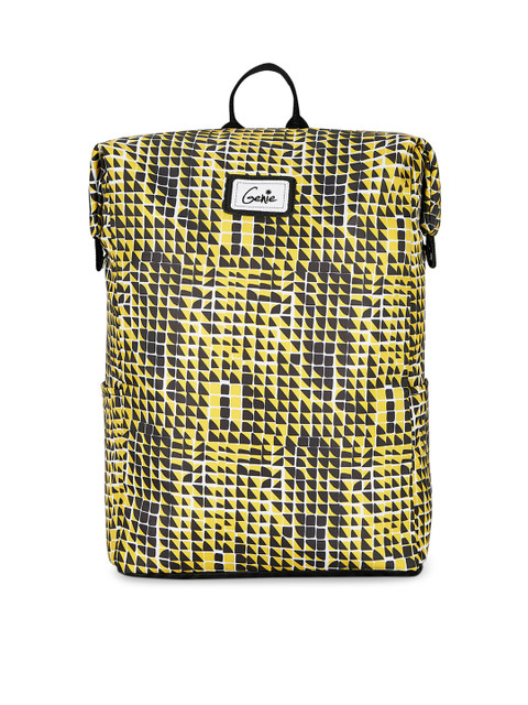 

Genie Women Yellow & Black Anti Theft 13 inches Printed Small Safepac Backpack