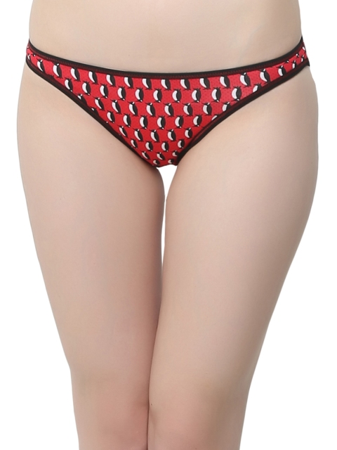 

Clovia Red Printed Bikini Briefs PN0308P04