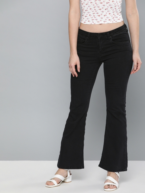 

HERE&NOW Women Black Bootcut Mid-Rise Clean Look Stretchable Jeans