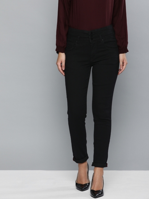 

HERE&NOW Women Black Skinny Fit High-Rise Clean Look Stretchable Jeans