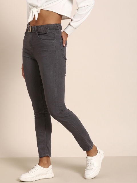 

Moda Rapido Women Grey Skinny Fit High-Rise Clean Look Stretchable Cropped Jeans